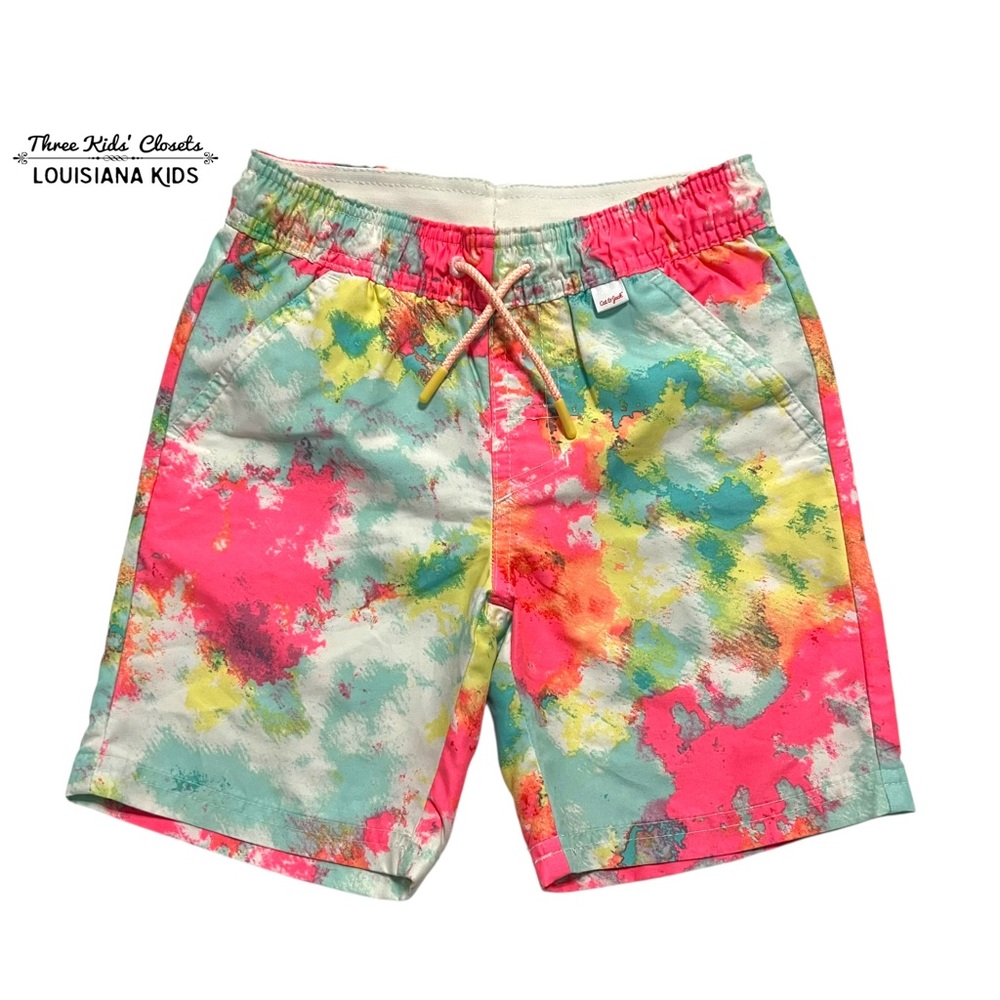 Cat & Jack XS (4/5) Colorful Splatter Paint Swim Trunks